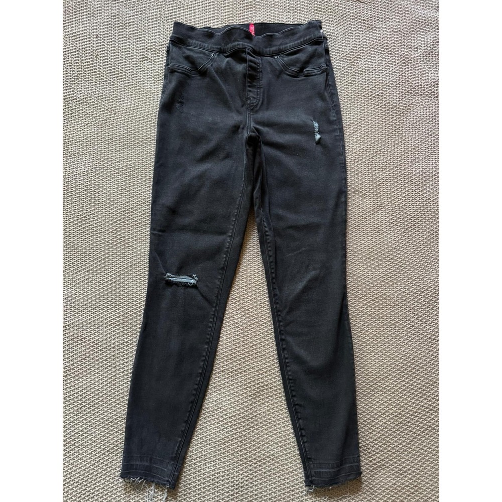 SPANX Women's Jeggings Distressed Denim Pull On Comfort Stretch Black Size M